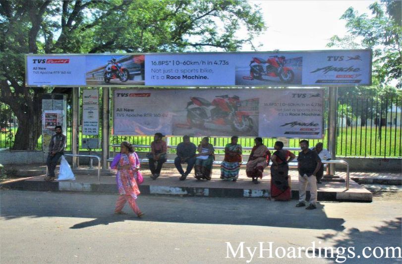 Best OOH Ad agency in Chennai, Bus Shelter Advertising Company at Sardar Patel Road Bus Stop in Chennai